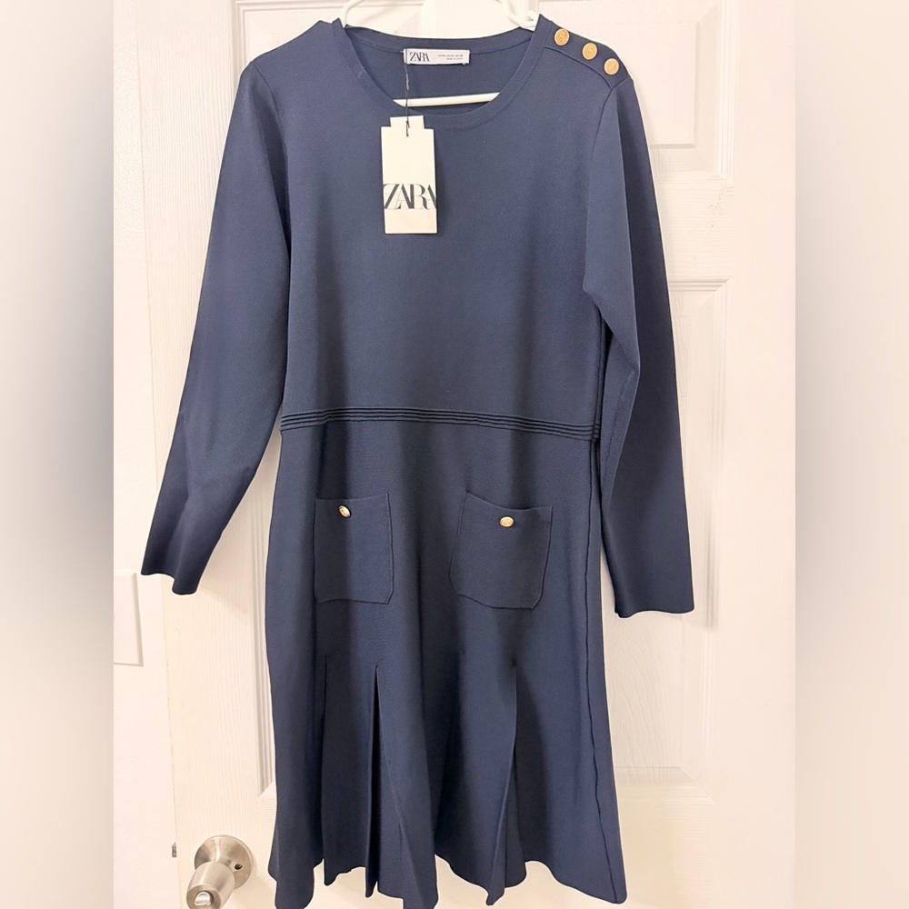 Zara Dark Blue Long Sleeve Dress *read description*